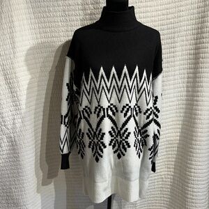 Promesa Black and White Patterned Midi Sweater Dress